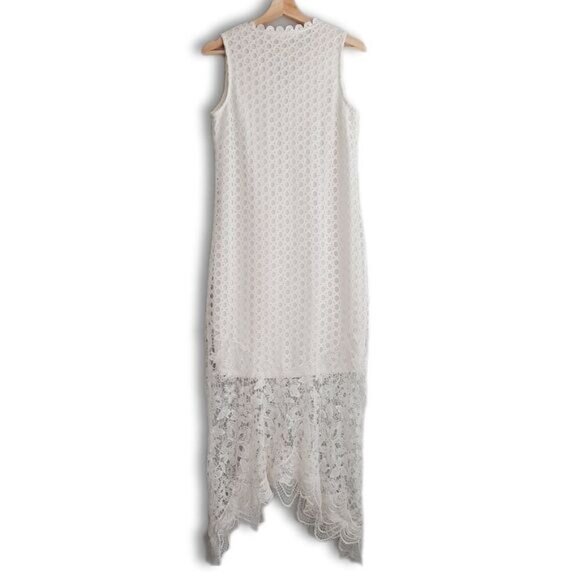 ADIVA / White Eyelet & Floral Lace Maxi Long Length Dress Sz 6 - Picture 11 of 16